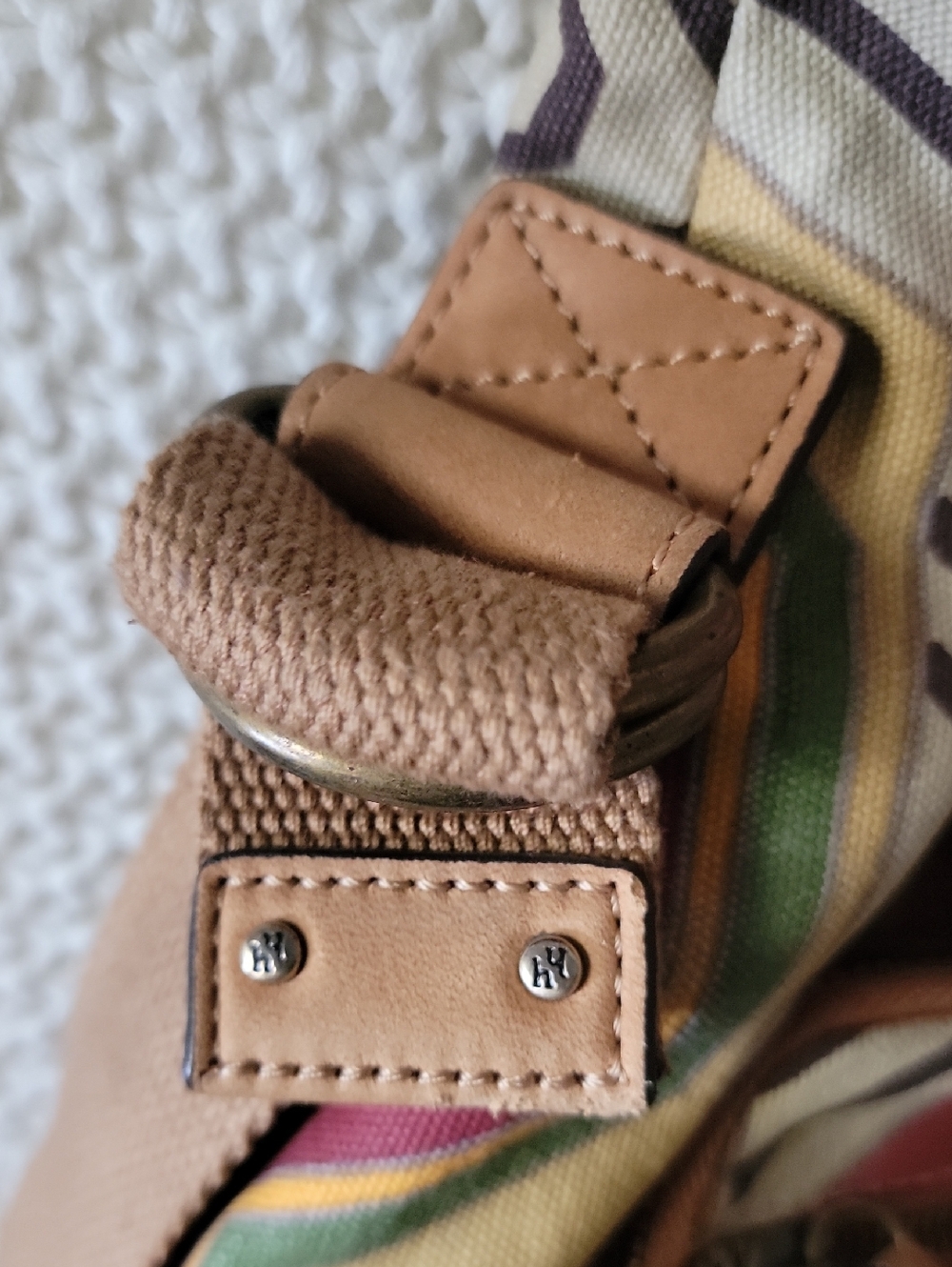 ✨️ GUC Anthropologie Hayden Harnett Fabric Leather Backpack Geometric Retro - Picture 8 of 8